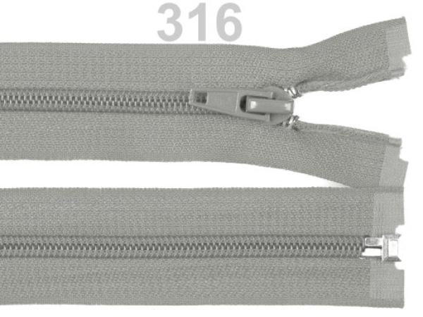 Reißverschluss spiralförmig 5 mm, 40 cm, teilbar, Mittelgrau